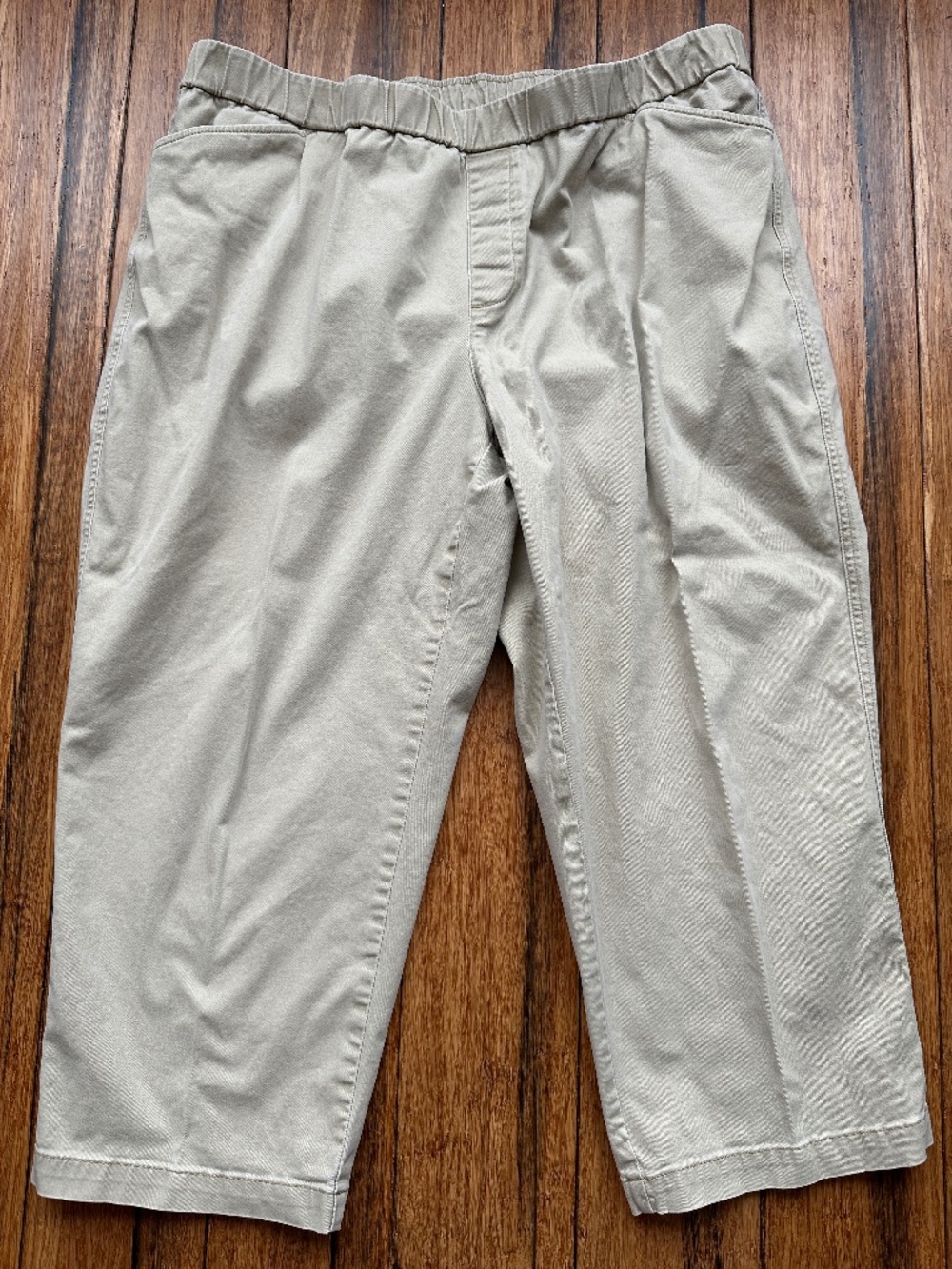 Lands' End Women's Plus Size Mid Rise Pull On Chino Crop Pants
